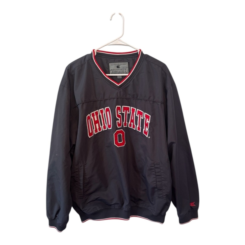 Colosseum Athletics Ohio State Buckeyes V-Neck Windshirt Pullover Gray Mens L
